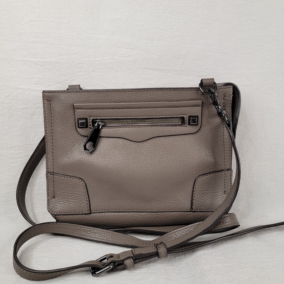 Rebecca Minkoff Avery Crossbody Bag Taupe Leather Gunmetal Hardware - Picture 4 of 16